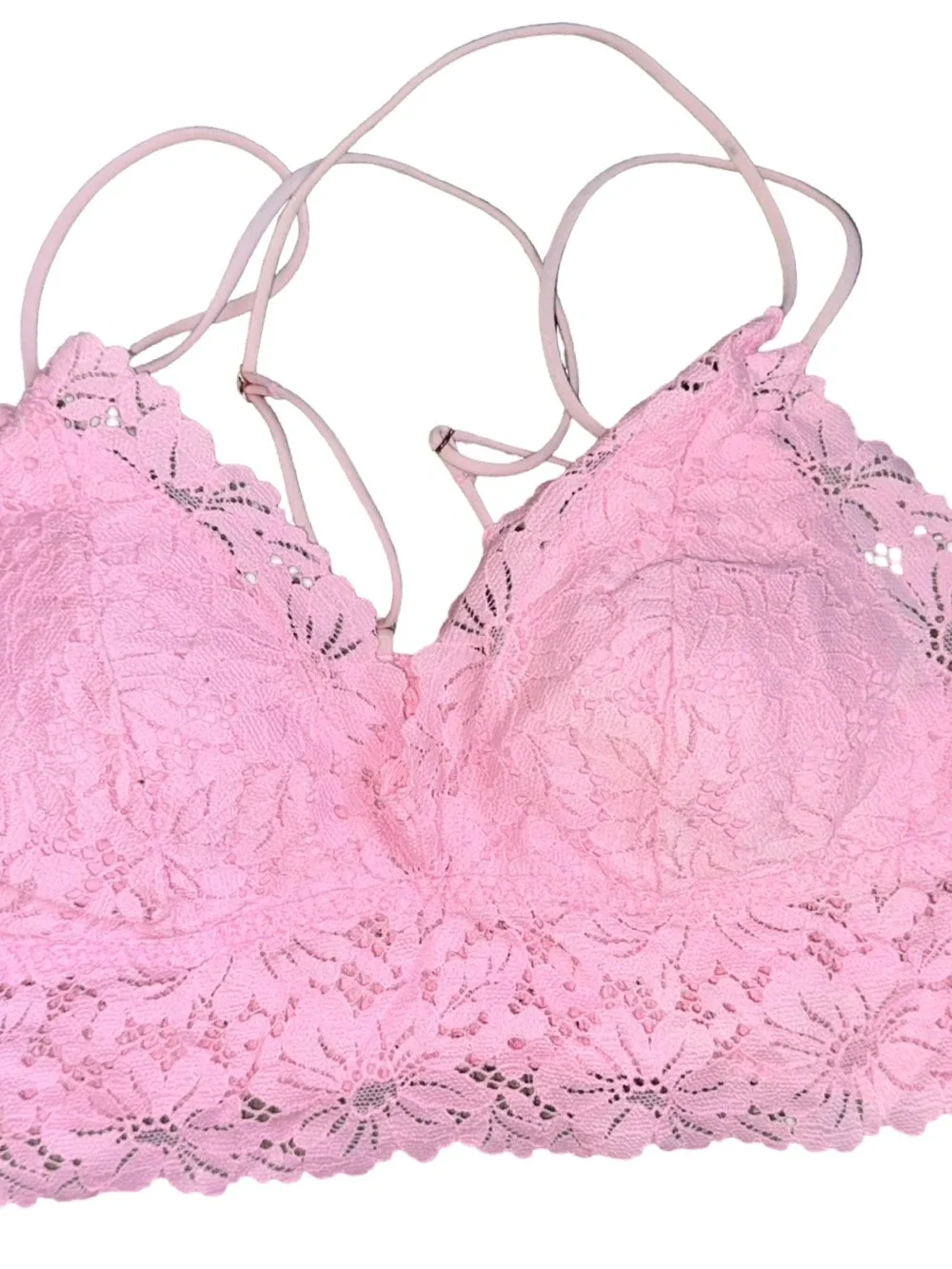 Victorias Secret‎ PINK Lightly Lined Wireless Longline Bralette Bra Large Pink M